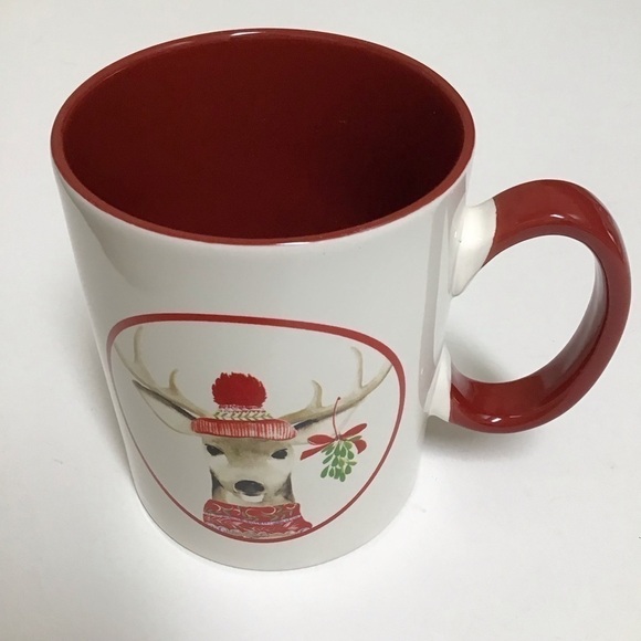Christmas Reindeer Coffee Mug Cynthia Rowley Tea Cup Mistletoe Holiday New York - Picture 8 of 13